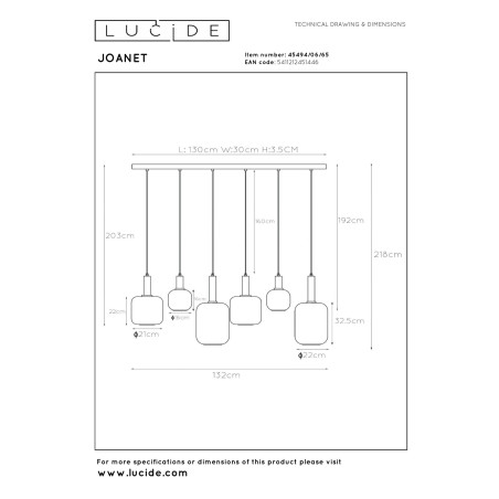 Lucide JOANET - Suspension - 2xE27 - Fumé