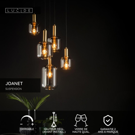 Lucide JOANET - Suspension - Ø 66 cm - 2xE27 - Fumé