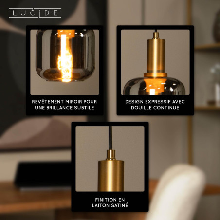 Lucide JOANET - Suspension - Ø 16 cm - 1xE27 - Fumé