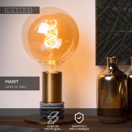 Lucide MARIT - Lampe de table - 1xE27 - Or Mat / Laiton