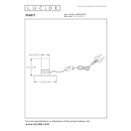 Lucide MARIT - Lampe de table - 1xE27 - Noir