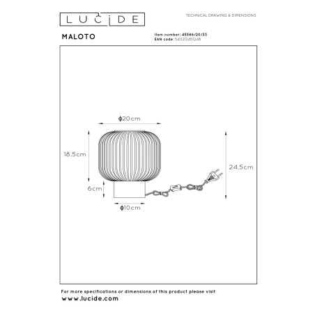 Lucide MALOTO - Lampe de table - Ø 20 cm - 1xE27 - Vert