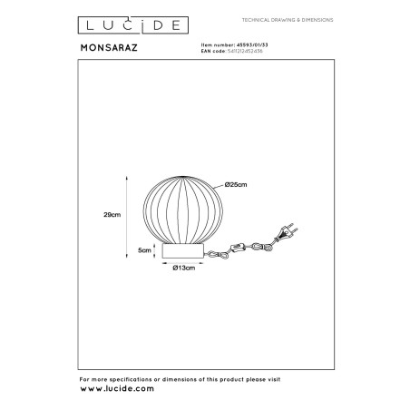 Lucide MONSARAZ - Lampe de table - Ø 25 cm - 1xE27 - Vert