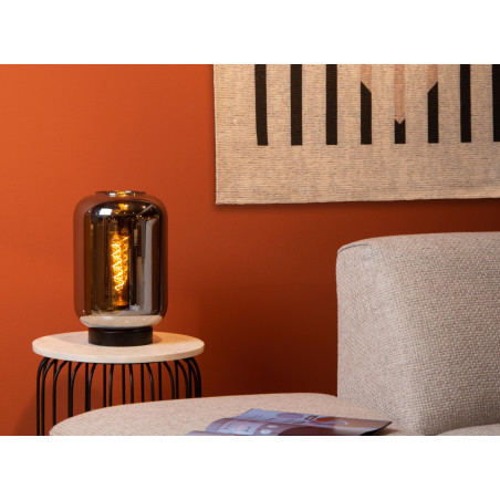 Lucide JOANET - Lampe de table - Ø 22 cm - 1xE27 - Fumé