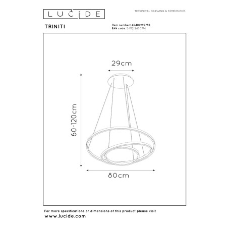 Lucide TRINITI - Suspension - Ø 80 cm - LED Dim. - 3000K - Noir