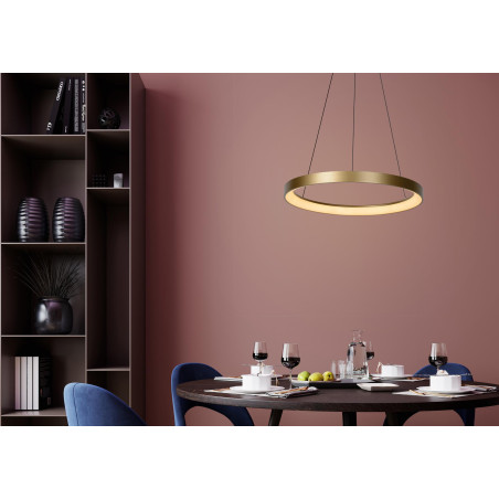 Lucide VIDAL - Suspension - Ø 58 cm - LED Dim. - 1x48W 2700K - Or Mat / Laiton