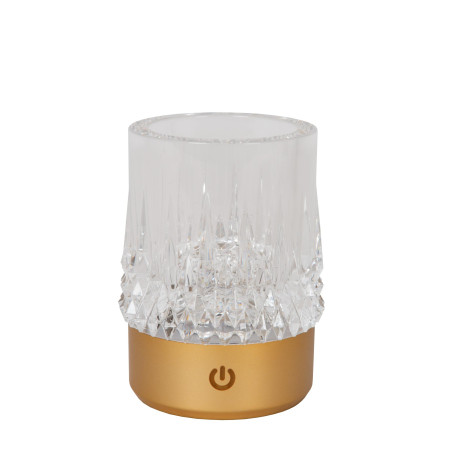 Lucide LILY - Lampe de table Rechargeable - Batterie/Piles - Ø 8 cm - LED 3 StepDim - 1x3W 2700K/3000K - Or Mat / Laiton -
