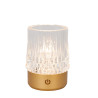 Lucide LILY - Lampe de table Rechargeable - Batterie/Piles - Ø 8 cm - LED 3 StepDim - 1x3W 2700K/3000K - Or Mat / Laiton -