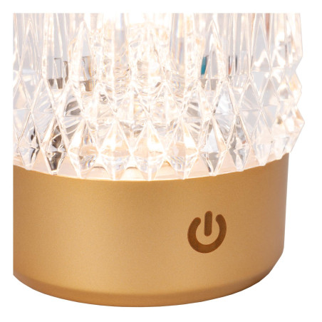 Lucide LILY - Lampe de table Rechargeable - Batterie/Piles - Ø 8 cm - LED 3 StepDim - 1x3W 2700K/3000K - Or Mat / Laiton -