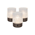 Lucide LILY - Lampe de table Rechargeable - Batterie/Piles - Ø 8 cm - LED 3 StepDim - 1x3W 2700K/3000K - Canon Fusil - Ensemble
