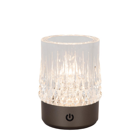 Lucide LILY - Lampe de table Rechargeable - Batterie/Piles - Ø 8 cm - LED 3 StepDim - 1x3W 2700K/3000K - Canon Fusil - Ensemble