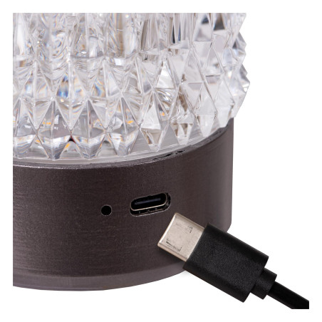 Lucide LILY - Lampe de table Rechargeable - Batterie/Piles - Ø 8 cm - LED 3 StepDim - 1x3W 2700K/3000K - Canon Fusil - Ensemble