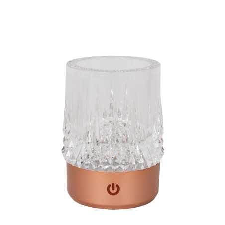 Lucide LILY - Lampe de table Rechargeable - Batterie/Piles - Ø 8 cm - LED 3 StepDim - 1x3W 2700K/3000K - Cuivre - Ensemble de 3