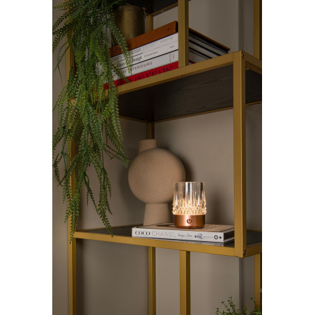 Lucide LILY - Lampe de table Rechargeable - Batterie/Piles - Ø 8 cm - LED 3 StepDim - 1x3W 2700K/3000K - Cuivre - Ensemble de 3