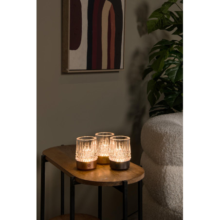 Lucide LILY - Lampe de table Rechargeable - Batterie/Piles - Ø 8 cm - LED 3 StepDim - 1x3W 2700K/3000K - Cuivre - Ensemble de 3