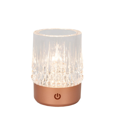 Lucide LILY - Lampe de table Rechargeable - Batterie/Piles - Ø 8 cm - LED 3 StepDim - 1x3W 2700K/3000K - Cuivre - Ensemble de 3