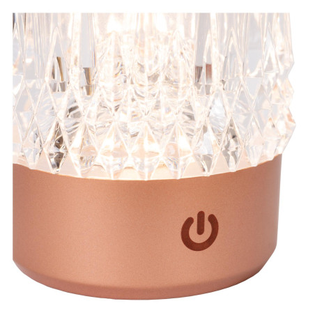 Lucide LILY - Lampe de table Rechargeable - Batterie/Piles - Ø 8 cm - LED 3 StepDim - 1x3W 2700K/3000K - Cuivre - Ensemble de 3