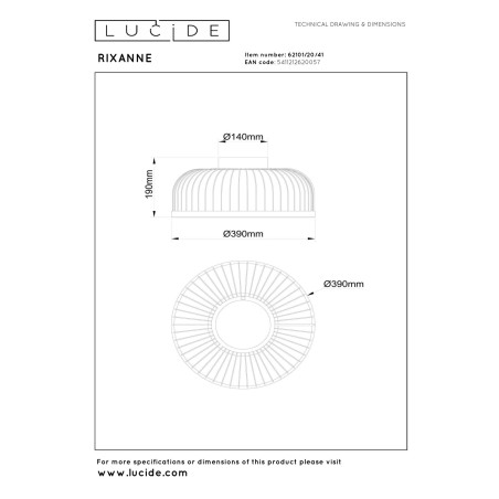 Lucide RIXANNE - Plafonnier - Ø 39 cm - LED 3 StepDim - CCT - 1x22W 2200K/4000K - Taupe - Vibes