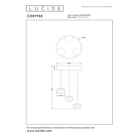 Lucide CORYFEE - Suspension - LED Dim. - CCT - 3x6,3W 2200K/3000K - Champagne Couleur - Vibes