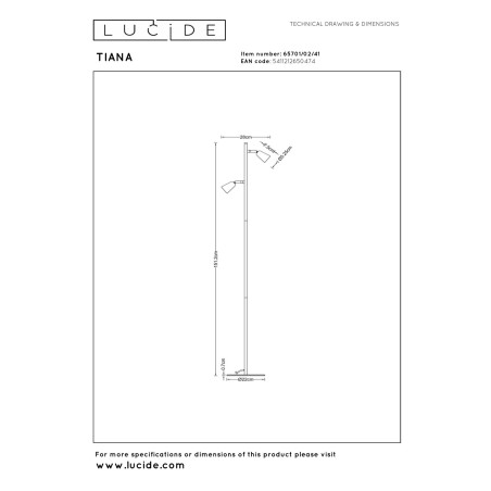 Lucide TIANA - Lampadaire - 2xGU10 (MR16) - Taupe - Essential