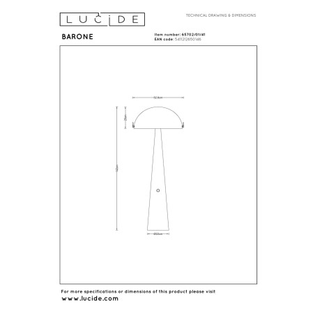 Lucide BARONE - Lampadaire - Ø 52,6 cm - 1xE27 - Taupe - Vibes