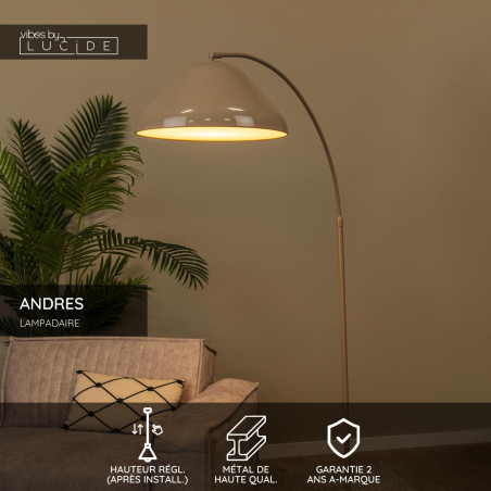 Lucide ANDRES - Lampadaire - 1xE27 - Taupe - Vibes