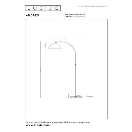 Lucide ANDRES - Lampadaire - 1xE27 - Taupe - Vibes