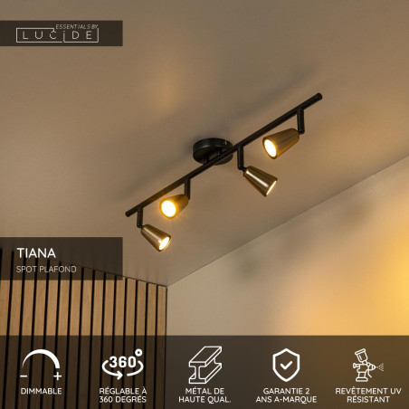 Lucide TIANA - Spot plafond - 4xGU10 (MR16) - Champagne Couleur - Essential