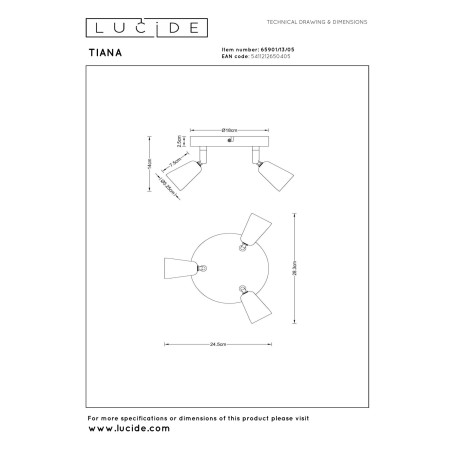 Lucide TIANA - Spot plafond - 3xGU10 (MR16) - Champagne Couleur - Essential