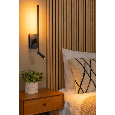Lucide FINAN - Applique murale - LED - 2700K - Point de rechargement USB - Noir