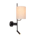 Lucide MAGIC - Applique murale - 1xE27 - Point de rechargement USB - Noir - L 30 x P 18 x H 58 cm