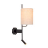 Lucide MAGIC - Applique murale - 1xE27 - Point de rechargement USB - Noir - L 30 x P 18 x H 58 cm