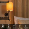 Lucide MAGIC - Applique murale - 1xE27 - Point de rechargement USB - Noir - L 30 x P 18 x H 58 cm
