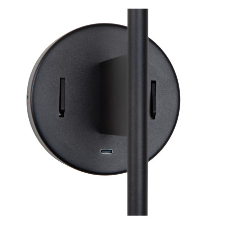 Lucide MAGIC - Applique murale - 1xE27 - Point de rechargement USB - Noir - L 30 x P 18 x H 58 cm