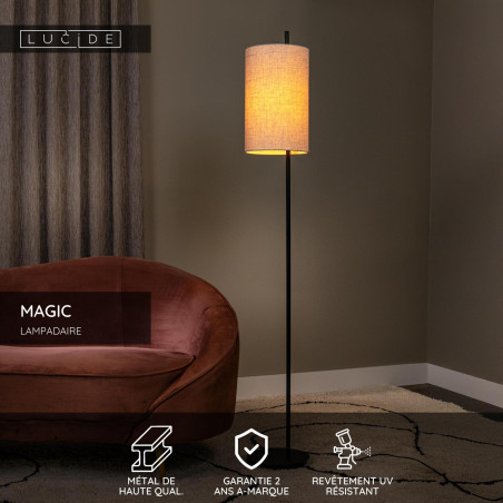 Lucide MAGIC - Lampadaire - Ø 24 cm - 1xE27 - Noir - Réf. 68711/81/30