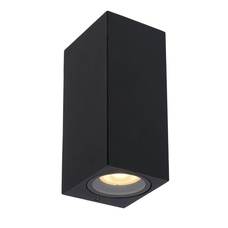 Lucide ZARO - Spot mural / Applique mural Intérieur/Extérieur - 2xGU10 (MR16) - IP65 - Noir