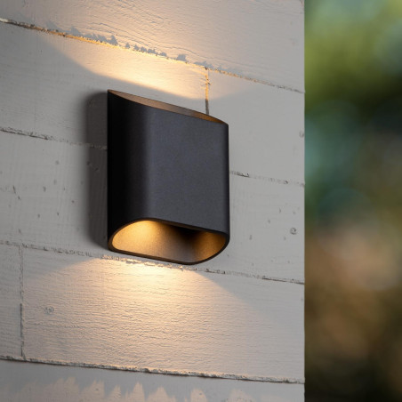 Lucide ATILA - Applique murale Intérieur/Extérieur - LED Dim. - 2x5W 2700K - IP65 - Noir - L 16 x P 6,3 x H 18 cm