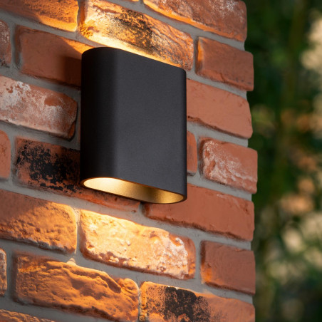 Lucide ATILA - Applique murale Intérieur/Extérieur - LED Dim. - 2x5W 2700K - IP65 - Noir - L 16 x P 6,3 x H 17 cm