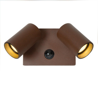 Lucide EMERIC - Spot mural / Applique mural Intérieur/Extérieur - LED - CCT - 2x10W 2200K/3000K - IP54 - Détecteur De Mouvement