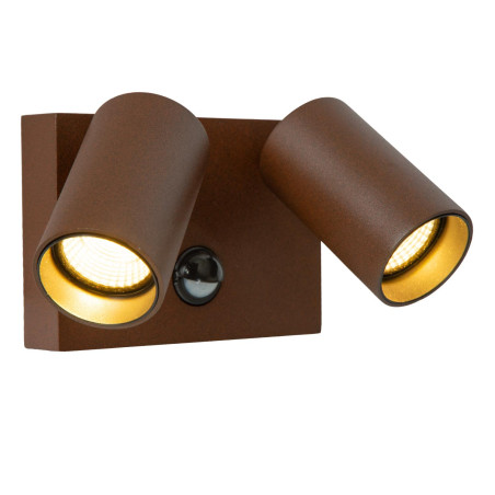 Lucide EMERIC - Spot mural / Applique mural Intérieur/Extérieur - LED - CCT - 2x10W 2200K/3000K - IP54 - Détecteur De Mouvement