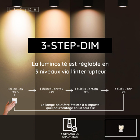 Lucide DODO BEAR - Veilleuse Chambres d'enfant - LED 3 StepDim - 1x3W 4000K - Blanc