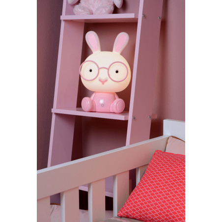 Lucide DODO RABBIT - Veilleuse Chambres d'enfant - LED 3 StepDim - 1x3W 4000K - Rose
