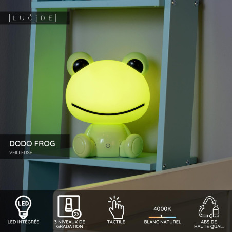 Lucide DODO FROG - Veilleuse Chambres d'enfant - LED 3 StepDim - 3x3W 4000K - Vert