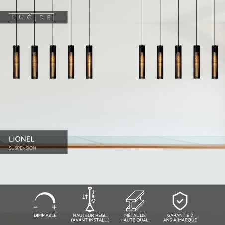 Lucide LIONEL - Suspension - 5xE27 - Noir