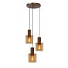 Lucide TOLEDO - Suspension - 3xE27 - Ambre