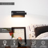 Lucide ATKIN - Lampe de chevet / Applique mural - LED - 1x6W 3000K - Point de rechargement USB - Noir