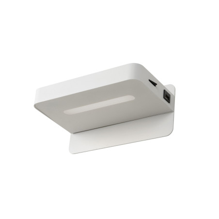 Lucide ATKIN - Lampe de chevet / Applique mural - LED - 1x6W 3000K - Point de rechargement USB - Blanc