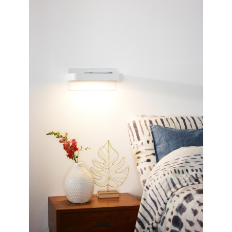Lucide ATKIN - Lampe de chevet / Applique mural - LED - 1x6W 3000K - Point de rechargement USB - Blanc