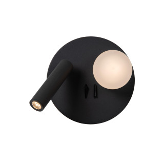Lucide MATIZ - Lampe de chevet / Applique mural - Ø 16,5 cm - LED - 3000K - Point de rechargement USB - Noir