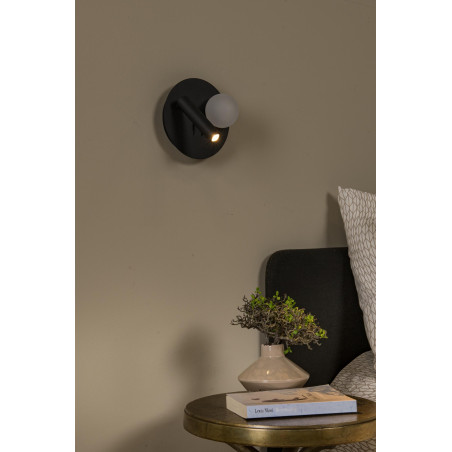 Lucide MATIZ - Lampe de chevet / Applique mural - Ø 16,5 cm - LED - 3000K - Point de rechargement USB - Noir